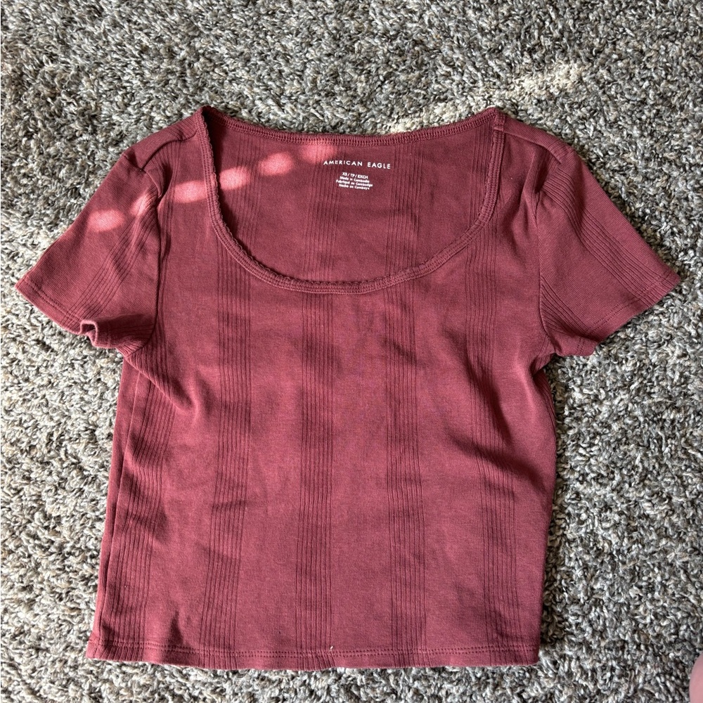 American Eagle Outfitters Pink Cropped Fitted T-Shirt